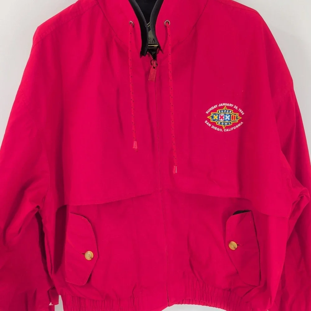 Vtg 90,s Super Bowl‎ XXXII San Diego Gear For Sports Mens Red Full Zip Jacket XL
